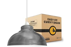 LEDSONE Retro Satin Nickel Metal Ceiling Lampshade 29cm Easy Fit Modern Hanging Pendant Lightshade for Bedroom Dining Room Hallway Office Industrial Kitchen Restaurant Bar