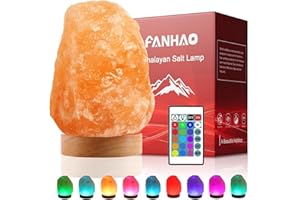 FANHAO Himalayan Salt Lamp 16 Colors, Natural Crystal Salt Rock Hand Carved Night Lights, USB Salt Crystal Lamp with Remote Control for Home Décor & Gifts