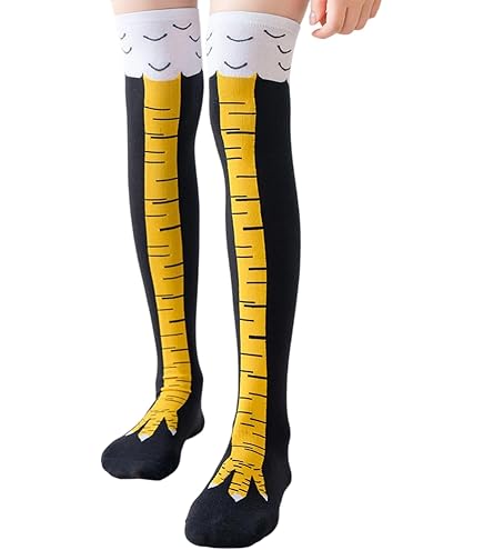 Rmeet Calcetines De Patas De Pollo 3D, 2 Pares Hasta La Rodilla, Talla única UK 3-10, Diseño Divertido Para Disfraces Y Fiestas, Ideales Para Mujeres Y Hombres
