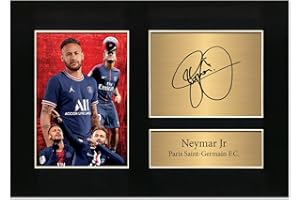 Zulu Image Neymar Jr PSG Signiertes A4-Autogramm, Foto, Andenken, Reproduktion, Druck, Bild, Display Nr. 86, Schwarz