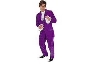 Fun Shack 90s Fancy Dress Costumes for Men, British Icon Fancy Dress, Mens Funny Halloween Costume, Groovy Suit 60s Movie