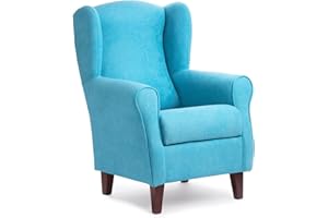 GASTEN A GUSTO SILLONEA - Sillón Orejero pequeño, con Tela Antimanchas, de reducido tamaño para salón o dormitorio (Tamaño:100*74*77cm) Tapizado en TURQUESA. Butaca ideal para ver la tv, leer o lactancia.