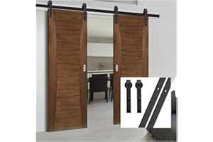 GIFSIN 11FT/335cm Sliding Barn Door Sliding Door Kit Barn Door Hardware for Double Door,J-Shaped Hanger
