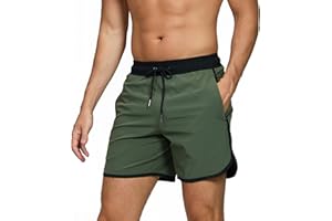 EDOTON Kąpielówki dla mężczyzn, szybkoschnące, plażowe, z regulowanymi kieszeniami, jednokolorowe, z nadrukiem, S-XXL