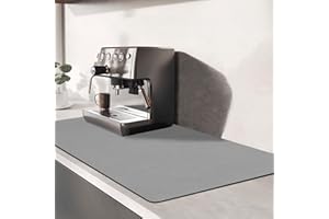 TENQUAN Tappetino per Piatti ad Asciugatura 60x40cm Tappetino Drenante per Cucina con Antiscivolo Fondo Tappetino per Assorbente Macchina da Caffè Scolapiatti per Piatto Lavello(Grigio Chiaro)
