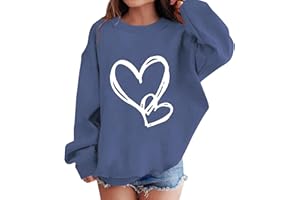 jieGorge Girls Heart Print Jumpers Sweatshirts Kids Fashion Loose Fit Soft Round Neck Pullover Long Sleeve Casual Lighweight Crewneck Sweatshirt for Girl