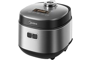 Midea Cuiseur de Riz Multifonction 2L, 9 Programmes, 4 Tasses pour 1-3 Personnes, Chauffage Avancé, Riz Prêt en 30 Min, Antiadhésif, Maintien au Chaud 24h et Minuteur, Panier Vapeur Inclus