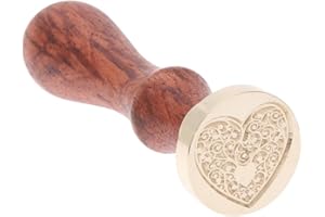 FEBBYA Sceau Tampon,Cachet Sceau Classique Tampon Cire Sceau Avec Poignée en Bois pour Enveloppes,Lettre d'invitation,Carte d'invitation Emballage de Vin(Coeur vrai amour)
