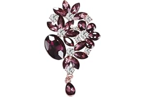 Mecool Broches Pin Flor Hoja Ramo Broche creado Cristal Broche-Púrpura