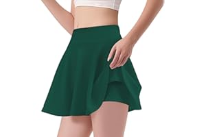 Bryndo Girls High Waisted Stretch Flippy Skater Skirt with Built-in Safety Shorts, Flared Pleated School Skirt, Casual, Dance, Gym Skirt