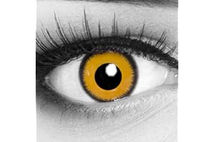 Lentilles couleur cosplay - manga anime lunatic sun yellow. Pour Halloween, fantaisie, Carnaval + étuis à lentilles de contact I 1 paire (2 pièces) I sans correction I 0,00 Dioptries MERALENS
