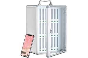 XDXINY Mobile Spind 12/24/36/48/60 - Armadietto per cellulare con maniglia, lucchetto, in alluminio a parete o per la gestione del desktop, adatto per scuola, uffici (colore argento, 24 fessure)