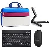 Microcase Huawei MatePad SE 11 ile uyumlu Tablet &Ccedil;anta+Bluetooth Klavye+Mouse+Tablet Standı Siyah-AL4840 (Gri Siyah Beyaz)