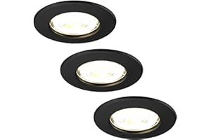 Ledvion - Lot de 3 Spots LED Encastrables, Dimables, 5W, 2700K, Ø84mm, IP65, Noir, Garantie 5 Ans
