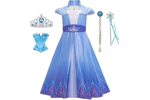 Belle & Moana Prinzessin ELSA Kostüm Kleid mädchen mit Umhang ELSA Eiskönigin Kostüm Kinder für Weihnachten Geburtstag Verkleidung Karneval Halloween Party