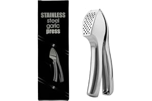 OhanaBeach® Garlic press stainless steel, for garlic and ginger, easy to squeeze, easy to clean, robust for long-term use, comfortable to hold and easy to handle.