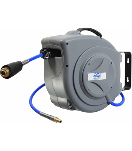 as - Schwabe Automatischer Kabelaufroller für den Innenbereich - 15 m Kupplungsleitung & 1.5 m Steckerzuleitung - 230 V / 16 A robuste Kabeltrommel mit Aufrollautomatik - IP20 - Blau I 12611