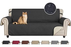 CHELZEN Housse de canapé imperméable à l'eau, Housse de canapé réversible 3 Places, Protecteur de Meubles pour Chiens pour Enfants dans Le Salon (3 Place, Noir)