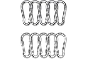 MissZM Spring Snap Hook Carabiner Clip - Steel Stainless Keyring for Backpack Outdoor Camping Hiking Kid Swing Traveling Fishing, Waterproof Rustproof Strong Durable Multifunctional