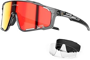 KAPVOE Polarizzati Occhiali da Ciclismo Uomo Occhiali MTB Donna Occhiali Bici da Corsa Con 3 Lenti TR90 Occhiali da Sole Sportivi Anti-UV400 Occhiali Ciclista Mountain Bike Bicicletta Running K76