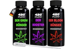 420Flow® Dünger Set Indoor & Outdoor – Hanfdünger für Wachstumsphase & Blütephase Grow, Bloom & Booster Flüssigdünger Komplettpaket Nährstoffversorgung Starter Set (1000ml)