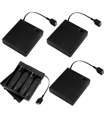 4 Pièces Support de Pile 3 x 1.5V AA avec Couvercle et Interrupteur On/Off, KUOQIY 4.5V Plastique Support de Batterie Coque avec Prise CC 2.1x5.5 mm, Batterie Boîte de Rangement avec Vis 4 Pièces Support de Pile 3 x 1.5V AA avec Couvercle et Interrupteur On/Off, KUOQIY 4.5V Plastique Support de Batterie Coque avec Prise CC 2.1x5.5 mm, Batterie Boîte de Rangement avec Vis