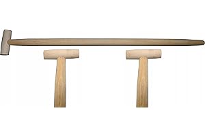 AMSLIGHT 2X Set Spatenstiel Grabegabel Spatengabel Stiel Holzstiel T Griff 110cm Ø 36 Buche Holz