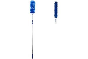 WinHux® 3.4 Metre (137") Extra Long Reach Extendable Feather and Chenille Duster Set Telescopic Handle, Bendable and Washable