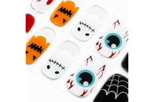 DANNI & TONI 28 Stickers Halloween Nail Art Semi Cured Gel Nail Polish Strips Gel Nail Stickers (Trick or Treat),Glow-in-The-Dark Version Nail Wraps