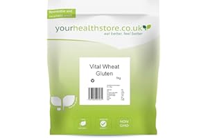 yourhealthstore® Premium Vital Wheat Gluten Flour 1kg, 87.5% Protein, Keto, Seitan, Vegan, Non GMO (Recyclable pouch)