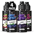 Vape District Vape Liquids 4 x 100ml Apple & Raspberry + Blueberry + Grape + Blackcurrant Flavoured Ecig Juice E Liquid Nicotine Free 70VG/30PG E Cigarette Short Fill