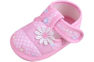 LUCKME Infant Baby Shoes Flower Print Newborn Girls Canvas First Walking Shoes Prewalker Crib Shoes Soft Sole Slip-On Trainers Infant Sneakers