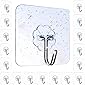 Arawaza Pack of 10 Self Adhesive Wall Hooks, Heavy Duty Sticky Hooks for Hanging 10KG Max, Waterproof Transparent…