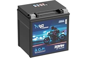 NRG Premium YB30L-B AGM Motorradbatterie 32Ah 12V 430A/EN 53040 HVT-02 YIX30L-BS ersetzt 30Ah 33Ah Batterie auslaufsicher wartungsfrei