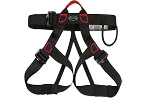 TAZZOR Klettergurte, Befestigender Klettergurt Für Herren, Halber Körperklettergurt Für Feuerrettung Bergsteigen Absturzsicherung,Maximale Belastung 800KG(Schwarz)
