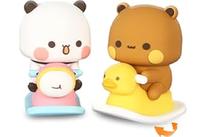 Zamety 2 Pezzi Bubu Dudu Figure, Decorazione Statuetta Oscillante, Dudu Bubu Bobblehead Figure, Decorazione per Cruscotto Auto Carine, Statua di Orso Panda Figure per Auto, Casa e Ufficio