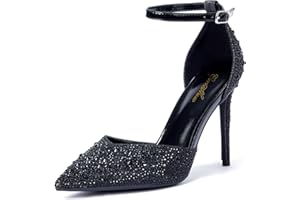 Zhabtuc Rhinestone Stiletto Court buty dla kobiet z paskiem na kostce wysokie obcasy 10 cm/3,94 cala brokatowe szpiczaste obcasy