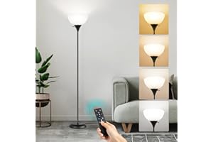 OUTON Dimmable Upligther Floor Lamp with Remote Control, 3000K-6000K Adjustable Color Temperatures, Bulb Included, 1H Timer, LED Bright Tall Torchiere Standing Lamp for Living Room, Bedroom, Office