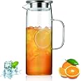 Caraffa Vetro, 1,8L Caraffa Acqua Con Coperchio Rimovibile, Brocca