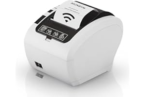 MUNBYN Imprimante de reçus WiFi avec Port USB, Imprimante POS 80 mm pour Mac Windows Chromebook Linux, ESC/POS (P047-WiFi), Support Mural à découpe Automatique Haute Vitesse, Blanc