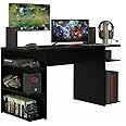Madesa Large Modern Gaming Computer Desk, 53 cm, 5 Shelves, Cable Management, Black
