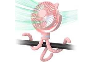 ITSHINY Ventilateur Poussette, Ventilateur portable, Ventilateur de bureau Rechargeable 4000mAh Mini ventilateur de refroidissement pour bébé avec Trépied Flexible pour lit d'enfant Tapis roulant Siège Auto