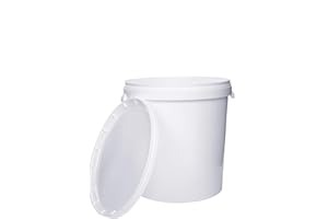 BenBow Seau avec Couvercle - Alimentaire, Stable, Hermétique, Étanche, sans Odeur - Récipient en Plastique, avec Anses - Vide, 1 Pièce Blanc, 30 litres