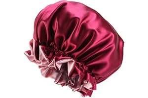 JK Home Women Bonnet Double Layered Adjustable Sleep Cap Reversible Night Sleeping Hat Hair Turban
