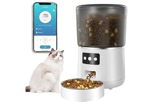 UENNM Futterautomat Katze, 4L Katzenfutter Automat mit Timer, APP-Steuerung, WiFi Automatischer Futterspender, Visualisierung von Futterbehältern, Leicht zu Reinigender Geteilter Futternapf aus Edelstahl