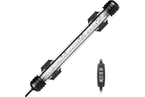 IREENUO LED Lampe Aquarium, Lampe d'aquarium Submersible avec Minuterie arrêt Automatique, éclairage LED Bleu et Blanc Changeant de Couleur pour Aquariums de 20–40cm (19cm)