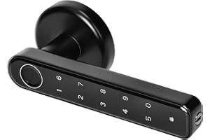 Miratic Türgriff Mit Fingerprint Elektrisches Türschloss mit Touch-Tastatur und SMART-Funktion Elektronisches Türschloss USB-C-Notstrom Bluetooth 5.0 Schwarz