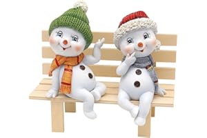 Dekohelden24 Śnieżne dzieci z czapką i szalikiem w kolorze czerwono-zielonym jako siedzenie na krawędziach w zestawie 2-częściowym, dł./szer./wys. każda figurka 6,5 x 6,5 x 12 cm, 12 cm