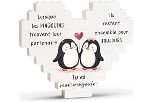 Greatabox Idée Cadeau Saint Valentin pour Couple, Cadeau Amoureux pour Homme Femme, Original Saint Valentin Noël Anniversaire Mariage Cadeaux pour Couple, Cœur de Pingouin