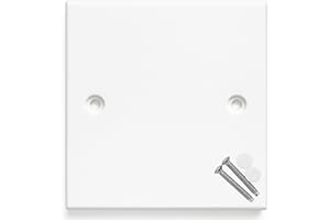 DECEX White 1 Gang Square Edge Blanking Plate Cover for Electrical Sockets – Single Socket Cover with Screws & Caps, 86mm x 86mm, Durable Wall Plate